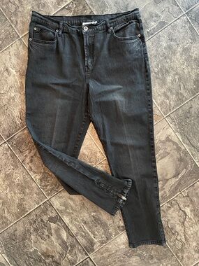 DG2 BY DIANE GILMAN Black Zipper-Ankle Urban Whimsigoth Petit Stretch Jeans